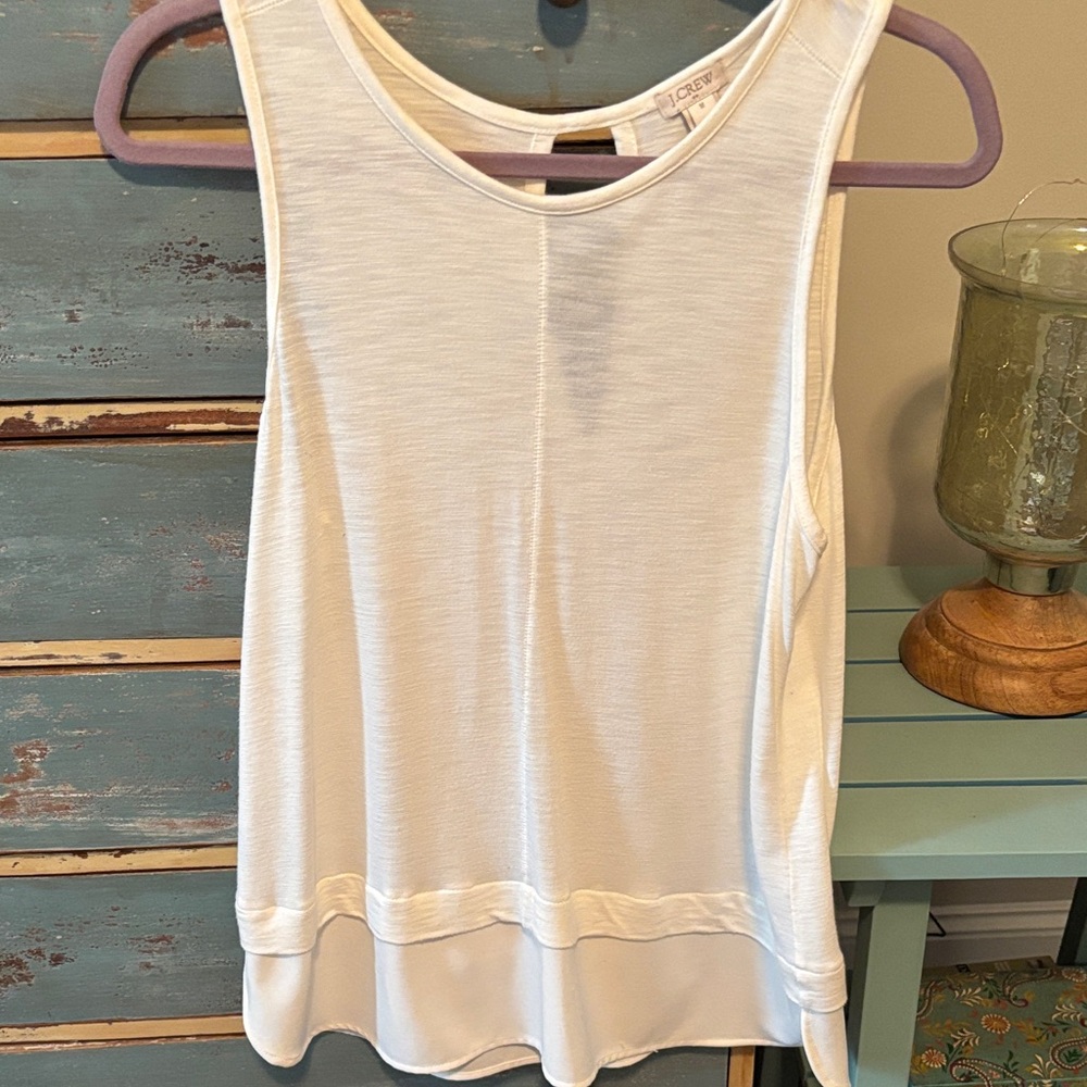 J. Crew White/cream Sleeveless Scoop Neck Top sz Med